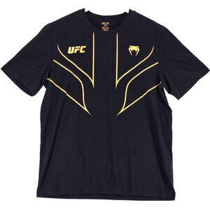 UFC Venum Men's Black T-Shirt Gold MMA Logo Short Sleeve Snake Crew Neck Small
